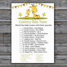 Cute giraffe Celebrity Baby Name Game,Giraffe Baby shower games,INSTANT DOWNLOAD--282