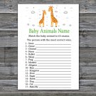 Giraffe Baby Animals Name Game,Giraffe Baby shower games,INSTANT DOWNLOAD--281