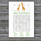 Giraffe Baby Shower Word Search Game,Giraffe Baby shower games,INSTANT DOWNLOAD--281