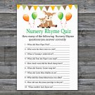 Cute fawn Nursery Rhyme Quiz Game,Fawn Baby shower games,INSTANT DOWNLOAD--278