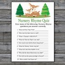 Cute Deer Nursery Rhyme Quiz Game,Deer Baby shower games,INSTANT DOWNLOAD--277