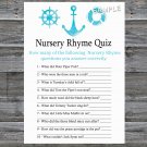 Nautical Nursery Rhyme Quiz Game,Nautical Baby shower games,INSTANT DOWNLOAD--219