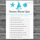 Under the sea Nursery Rhyme Quiz baby shower game,Ship Baby shower games,INSTANT DOWNLOAD--218
