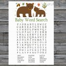 Bear Baby Shower Word Search Game,Bear Baby shower games,INSTANT DOWNLOAD--214