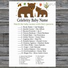 Bear Celebrity Baby Name Game,Bear Baby shower games,INSTANT DOWNLOAD--214