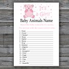 Pink Teddy bear Baby Animals Name Game,Teddy bear Baby shower games,INSTANT DOWNLOAD--213