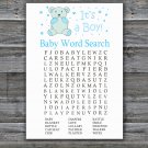 Blue Teddy bear Baby Shower Word Search Game,Teddy bear Baby shower games,INSTANT DOWNLOAD--212