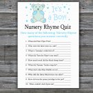 Teddy bear Nursery Rhyme Quiz baby shower game,Teddy bear Baby shower games,INSTANT DOWNLOAD--212