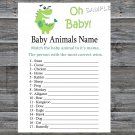 Dinosaur Baby Animals Name Game,Green Dinosaur Baby shower games,INSTANT DOWNLOAD--209