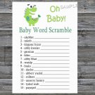 Dinosaur Baby word scramble game,Green Dinosaur Baby shower games,INSTANT DOWNLOAD--209