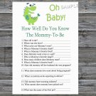 Dinosaur How well do you know baby shower game,Green Dinosaur Baby shower games,INSTANT DOWNLOAD-209