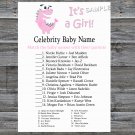 Pink Dinosaur Celebrity Baby Name Game,Pink Dinosaur Baby shower games,INSTANT DOWNLOAD--208