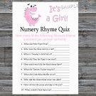Pink Dinosaur Nursery Rhyme Quiz baby shower game,Pink Dino Baby shower games,INSTANT DOWNLOAD--208