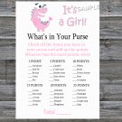 Pink Dinosaur What's in your purse game,Pink Dinosaur Baby shower games,INSTANT DOWNLOAD--208