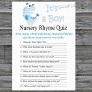 Blue Dinosaur Nursery Rhyme Quiz baby shower game,Blue Dino Baby shower games,INSTANT DOWNLOAD--207