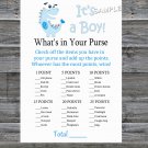 Blue Dinosaur What's in your purse game,Blue Dinosaur Baby shower games,INSTANT DOWNLOAD-207