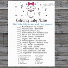 Cat Celebrity Baby Name Game,Cat or Kitten Baby shower games,INSTANT DOWNLOAD--206