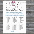 Cat What's in your purse game,Cat or Kitten Baby shower games,INSTANT DOWNLOAD--206