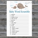 Whale Baby word scramble game,Whale Baby shower games,INSTANT DOWNLOAD--205