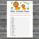 Lion Baby Animals Name Game,Lion Baby shower games,INSTANT DOWNLOAD--202