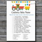 Toy train Celebrity Baby Name Game,Toy train Baby shower games,INSTANT DOWNLOAD--198