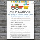 Toy train Nursery Rhyme Quiz baby shower game,Toy train Baby shower games,INSTANT DOWNLOAD--198