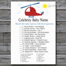 Toy helicopter Celebrity Baby Name Game,Helicopter Baby shower games,INSTANT DOWNLOAD--197