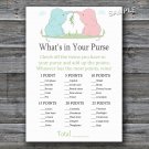 Elephants What's in your purse game,Elephants Baby shower games,INSTANT DOWNLOAD--195