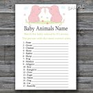 Pink Elephants Baby Animals Name Game,Elephants Baby shower games,INSTANT DOWNLOAD--194