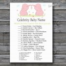 Pink Elephants Celebrity Baby Name Game,Elephants Baby shower games,INSTANT DOWNLOAD--194