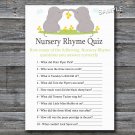 Cute Elephants Nursery Rhyme Quiz baby shower game,Elephants Baby shower games,INSTANT DOWNLOAD--193