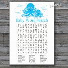 Blue Octopus Baby Shower Word Search Game,Octopus Baby shower games,INSTANT DOWNLOAD--191