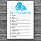 Blue Octopus Baby word scramble game,Octopus Baby shower games,INSTANT DOWNLOAD--191