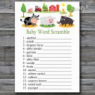 Farm animals Baby word scramble game,Barnyard Baby shower games,INSTANT DOWNLOAD--187