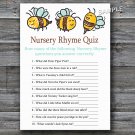 Bumble Bee Nursery Rhyme Quiz baby shower game,Bumble Bee Baby shower games,INSTANT DOWNLOAD--186