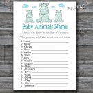 Hippo Baby Animals Name Game,Blue Hippo Baby shower games,INSTANT DOWNLOAD--185