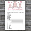 Hippo Baby Animals Name Game,Pink Hippo Baby shower games,INSTANT DOWNLOAD--184