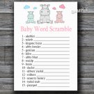Family hippo Baby word scramble game,Hippo Baby shower games,INSTANT DOWNLOAD--183