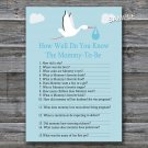 Blue Stork How well do you know baby shower game,Blue Stork Baby shower games,INSTANT DOWNLOAD--173
