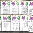 Little Monster baby shower games package,Monster baby shower games pack,9 Games,INSTANT DOWNLOAD-382