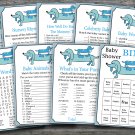 Dachshund baby shower games package,Blue Dog baby shower games pack,9 Games,INSTANT DOWNLOAD-168