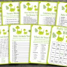 Green dinosaur baby shower games package,Dino baby shower games pack,9 Games,INSTANT DOWNLOAD-166