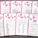 Pink dinosaur baby shower games package,Dino baby shower games pack,9 Games,INSTANT DOWNLOAD-164