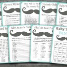 Mustache baby shower games package,Mustache baby shower games pack,9 Games,INSTANT DOWNLOAD-157