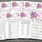 Purple flowers baby shower games package,Floral baby shower games pack,9 Games,INSTANT DOWNLOAD-129