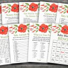 Poppy baby shower games package,Floral baby shower games pack,9 Games,INSTANT DOWNLOAD-114