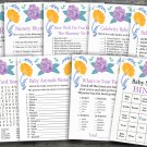 Orange Purple Flowers baby shower games package,9 Games,INSTANT DOWNLOAD-108