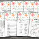 Pink Flowers baby shower games package,Floral baby shower games pack,9 Games,INSTANT DOWNLOAD-104