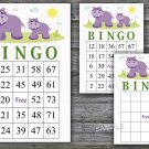 Hippo bingo game,Hippo bingo cards,birthday bingo games,60 Printable card,INSTANT DOWNLOAD--355