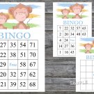 Monkey bingo game,Monkey bingo card,birthday bingo games,60 Printable card,INSTANT DOWNLOAD--322
